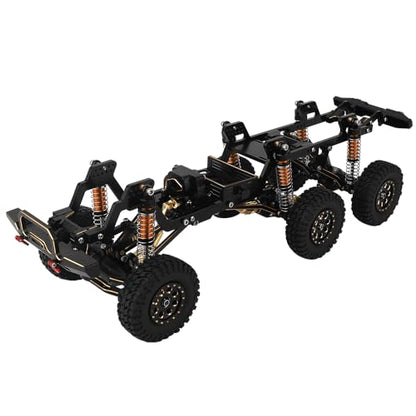 TRX-4M 6x6 RC Chassis Frame with Axles Transmission Wheels Skid Plate DIY for TRX4M 1/18 RC Crawler Metal Upgarde Parts (Black) - color: Black