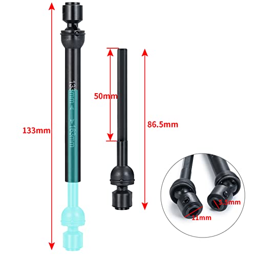 2Pcs RC Drive Shaft Steel Driveshaft Front Rear Center Drive Shaft Dogbone Compatible with 1/10 RC Crawler Car Axial SCX10 III AXI03006 Replacement (88-115mm & 133-163mm, Black)