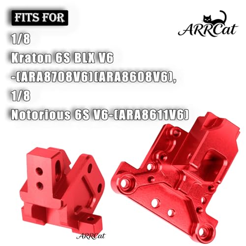 Rear Brace and Wing Bracket Upgrades Part for 1/8 Kraton 6S V6-(ARA8708V6/ARA8608V6),Notorious 6S V6-(ARA8611V6),RC Aluminium Rear Brace & Wing Bracket,Replace(ARA32075),Red - color: Red - (Aluminium Upgrades Part)