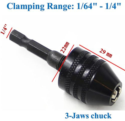 aiyun Impact Drill Adapter Keyless Chuck Hex Shank (0.3-6.5mm,0.3-6.5mm) - size: 0.3-6.5mm x 2