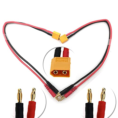XT60 Cables- 2pcs XT60 Connector Plug to 4mm Banana Plugs Battery Charge Lead Adapter Cable 14awg 30cm