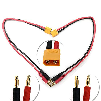 XT60 Cables- 2pcs XT60 Connector Plug to 4mm Banana Plugs Battery Charge Lead Adapter Cable 14awg 30cm