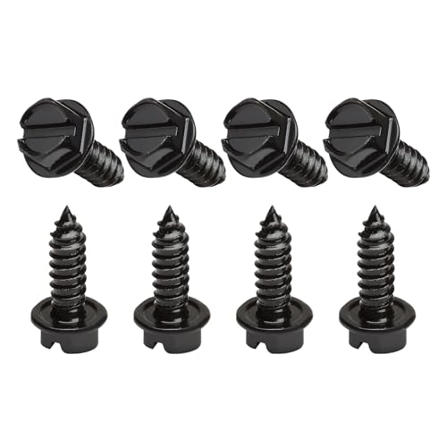 License Plate Screws, License Plate Screw Kit for Front & Rear Plates, 8PCS | Rust Proof License Plate Bolts, Stainless Steel Screws for US Domestic Vehicles & Select Imports - color: 8PCS Black