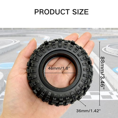 4PCS 1.9 Crawler Tires 88mm OD 1/12 RC Tires with Foam Inserts, Mud Slingers 1.9 RC Crawler Tires Compatible with MN-82 MN99-S2 MJX H12P H12Y+ RC Crawler Car Upgrades