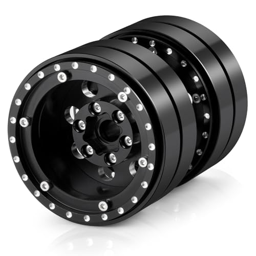 RCLIONS 1.9" Dually Beadlock Wheels 4PCS RC Aluminum Rims for 1/10th AXIAL SCX10 SCX10 II TRX4 TRX6 Flatbed Hauler RC Crawler Car Upgrade Parts - size: 4PCS