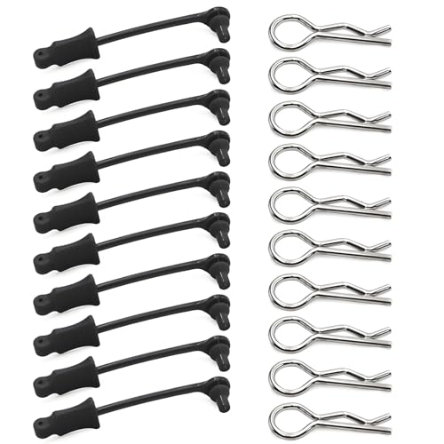 10Pcs RC Body Clips W/Pull Tabs R Pins Universal Shell Replacement Parts for 1/7 1/8 TRAXXAS ARRMA Axial Losi Redcat HPI Exceed Rc Car Crawler Truck Buggy Drone (Black) - size: Black