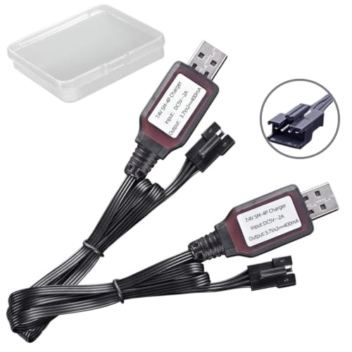 7.4v Battery Charger SM-4P Plug (Positive) 2S li-on Li-po USB Battery for RC Car/RC Boat/Gel Blaster