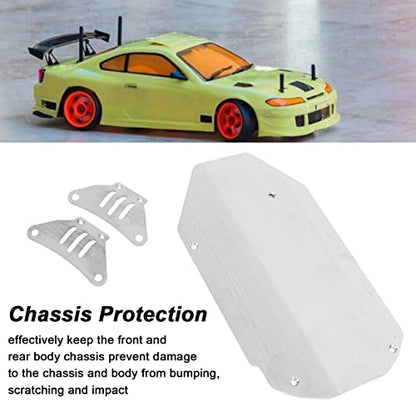 Stainless Steel Chassis Armor Set, 3 Pieces RC Car Guard Skid Plate for TT02 1/10 RC Car, Crawler Modification Part Accessories, Front Center Rear Chassis