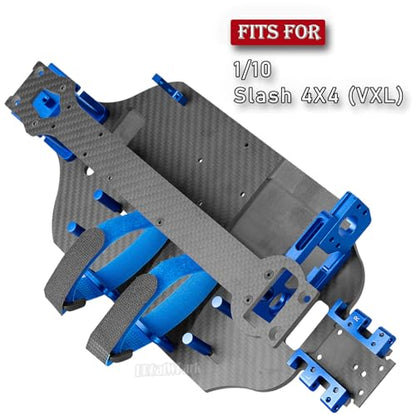 Carbon Fibre Chassis Upgrades Part for 1/10 Slash 4X4 VXL,RC Chassis Protect Armor Skid Plate Guard Hops Up,Replace #TRA6808,Navy Blue - color: Navy Blue - (Carbon Fibre Chassis)