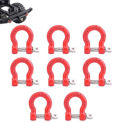RC Tow Hook Metal Bumper D-Ring, 8PCS Metal RC Trailer Buckle Tow Shackle Lock Catch Crawler Accessories for 1/10 Crawler Car Axial SCX10 CC01 D90 D110 for TF2 Upgrade Parts