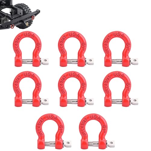 RC Tow Hook Metal Bumper D-Ring, 8PCS Metal RC Trailer Buckle Tow Shackle Lock Catch Crawler Accessories for 1/10 Crawler Car Axial SCX10 CC01 D90 D110 for TF2 Upgrade Parts