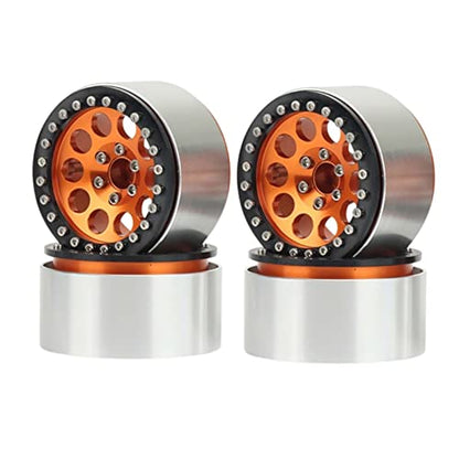 Metal 2.2" Beadlock Wheel Alloy Rim for 1:10 RC Crawler Car SCX10 RR10 90048 TRX4 TRX6 (Orange) - color: Orange