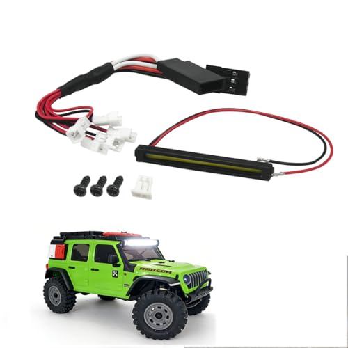 RC Car LED Head Lights Bar for Axial SCX30 1/30 Jeep Wrangler, 7-Light Roof Light Kit with Wiring Harness (White Light Bar) - color: White Light Bar