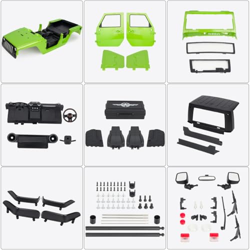 313mm Wheelbase Hard Plastic Pickup Body Shell Unassembled Kit for 1/10 RC Crawler Car Axial SCX10 90046 Jeep Wrangler (Green) - color: Green