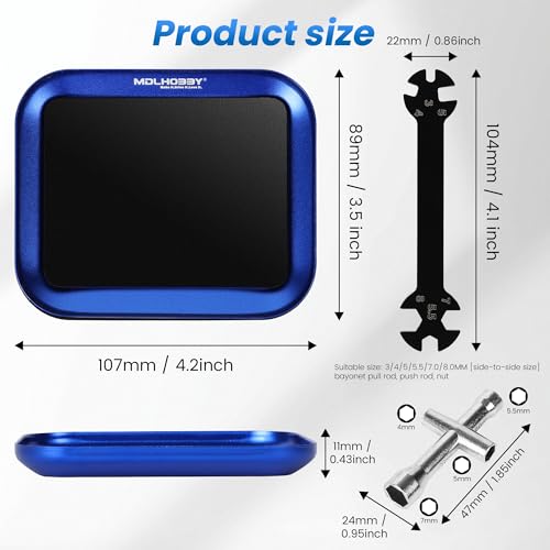 Micro Magnetic Tray RC Car Tool Kit Hex Socket RC Wheel Wrench Tool Hex Nut Driver, Tiny RC Car Multi-Functional Repair Tool Set - for 1/8 1/10 Scale RC Cars,Includes 4-Way 6-in-1 Screwdriver Blue - color: Blue