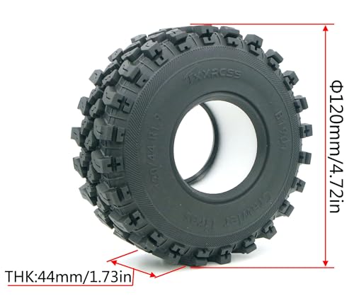 1.9 Crawler Tires 120mm/4.72in RC Rubber Tyre Set Wheel Tires for 1:10 RC Crawler Axial SCX10 90046 SCX10 III AXI03007 Tamiya CC01 D90 D110 (4Pcs) (B1901)