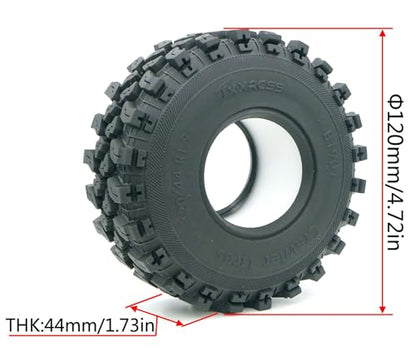 1.9 Crawler Tires 120mm/4.72in RC Rubber Tyre Set Wheel Tires for 1:10 RC Crawler Axial SCX10 90046 SCX10 III AXI03007 Tamiya CC01 D90 D110 (4Pcs) (B1901)