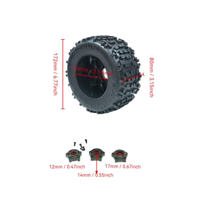 RC Remote Control Car Sledge ARRMA Truck Outcast 1/8 Bigfoot Tires Tamiya4 WD 6.8 * 3.1 * 3.8in Black(4PCS) 12MM 14MM 17MM Couplers Backflip Violent Tire - color: Black, size: 1/8