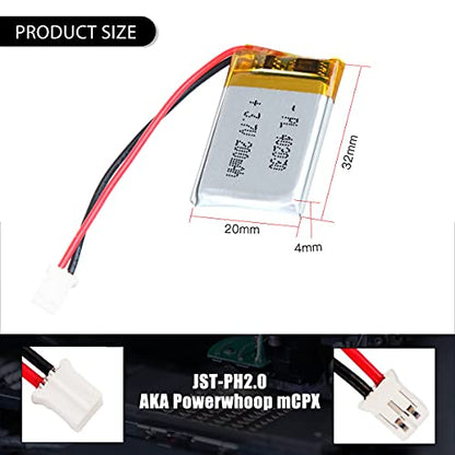 3.7V 180mAh 402030 Lipo Battery Rechargeable Lithium Polymer ion Battery Pack with PH2.0mm JST Connector