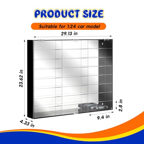 Juexica 1: 24 Clear Acrylic Toy Car Display Case 24 Grids Toy Race Car Display Show Box Diecast Case Wall Mounted Vehicles Shelf for Storage, Christmas Mini Model Figure Lover Gifts - size: 24 Grids