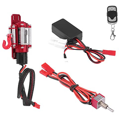 Universal Metal 1/10 Scale RC Winch with Two-Button Remote for Off-Road Crawler Recovery, Compatible with Redcat, Axial SCX10, D90, HPI
