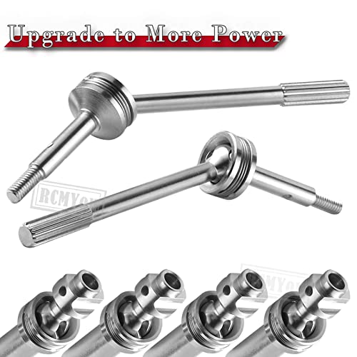 RC Stainless Steel Drive Shaft CVD Upgrades - 4PCS Axles with Hex, Silver for Slash VXL 4x4, Rustler, Stampede, Hoss 4WD - style: Silver w/Blue for 1/10 Traxxas 4wd