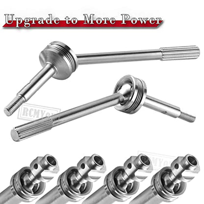 RC Stainless Steel Drive Shaft CVD Upgrades - 4PCS Axles with Hex, Silver for Slash VXL 4x4, Rustler, Stampede, Hoss 4WD - style: Silver w/Blue for 1/10 Traxxas 4wd