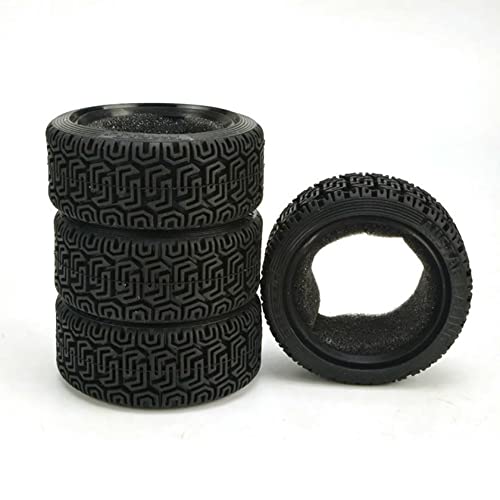 1/10 RC Car Racing Flat Run Sponge Insert Rubber Tyres 68mm Tires for 1:10 RC On Road Car Tamiya HSP HPI Kyosho RC Rally Car (Black) - color: Black