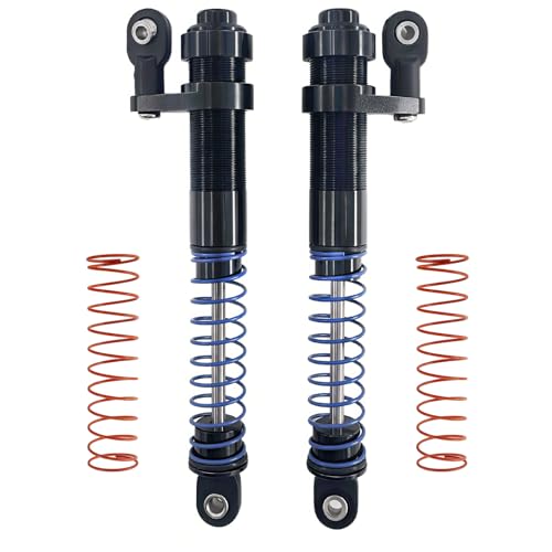 Adjustable Threaded Oil Shock Absorbers 80–100mm with Offset Cap, Aluminum Dampers for 1/10 RC Crawler, 2PCS (Black) - color: Black
