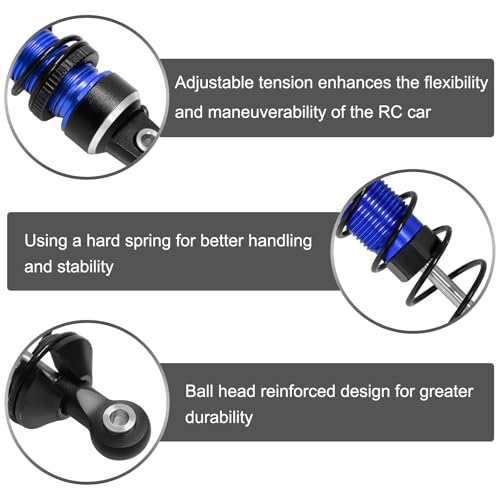 Aluminum 1/16 RC Shock Absorber Front Rear Adjustable Springs Shock Damper | for 1/16 Traxxas Mini Maxx 4WD 107154-1 Mini XRT VXL-3S 108076-1 RC Truck Upgrade, 4PCS, Blue - color: Blue