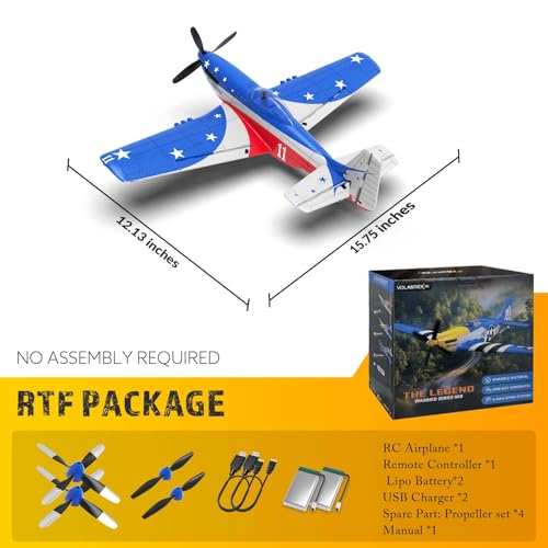 P51 Mustang RC Plane 4 Channel - 2.4G Remote Control Airplane for Adults with 3 Flight Modes to Learn, RTF RC Airplane with X-Pilot Stabilization & One-Key Aerobatics for Beginners - color: Red