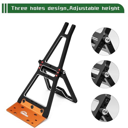 Aluminum RC Winch Double Stent Rescue Set Truck Tow Crane Arm Wrecker Kit with 360° 35KG Servo for 1/10 SCX10 TRX4 RC Crawler and Trailer RC Upgrade Parts - color: Black & Orange