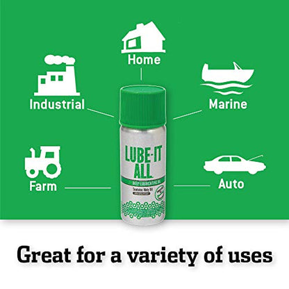 Lube-It All Deep Lubricating Oil – Multi-Purpose Spray Lubricant for Industrial, Automotive, Marine, and Household Use, Long-Lasting Protection, Water-Resistant Formula, 1 oz Aerosol Can - style: 1 Ounce