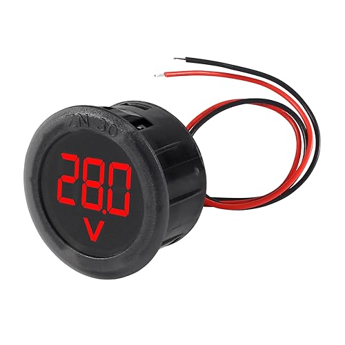 3pcs DC 4-100V LED Digital Display Circular Two-Wire Voltmeter DC Digital Voltmeter Head Display Reverse Connection Protection(Red) - color: Red