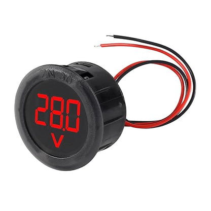 3pcs DC 4-100V LED Digital Display Circular Two-Wire Voltmeter DC Digital Voltmeter Head Display Reverse Connection Protection(Red) - color: Red
