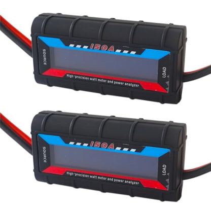2Pcs 200A RC Watt Meter, DC 0-60V High Precision Power Analyzer, Volt Amp Watt Checker with Digital LCD Screen for Voltage/Current/Power/Charge/Energy Measurement - style: 200A 60V