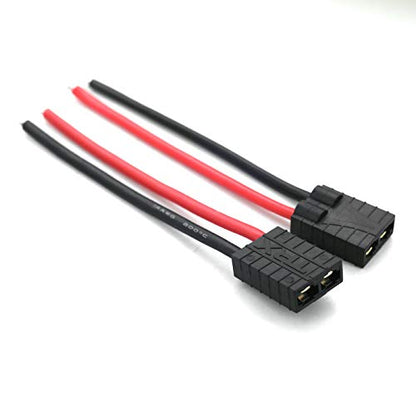 DEVMO 2 Pairs TR-X Male/Female Connectors Cable with 14awg 10cm Slicone Wire Compatible with RC LiPo Battery FPV Turnigy/Zippy