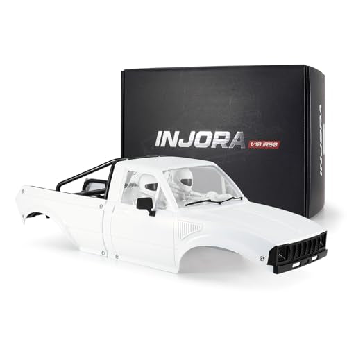 INJORA IR60 Hard Body with Interior & Bed Cage for 1/10 RC Crawler (White) - color: Unpainted White