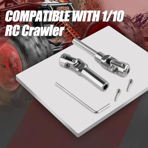 2pcs Aluminium Universal Drive Shaft Upgrades Accessories for 1/10 RC Crawler SCX10 II Wraith TRX4 TRX6 Silver Axial Constant Velocity Drive Upgrades Parts (84-102mm)