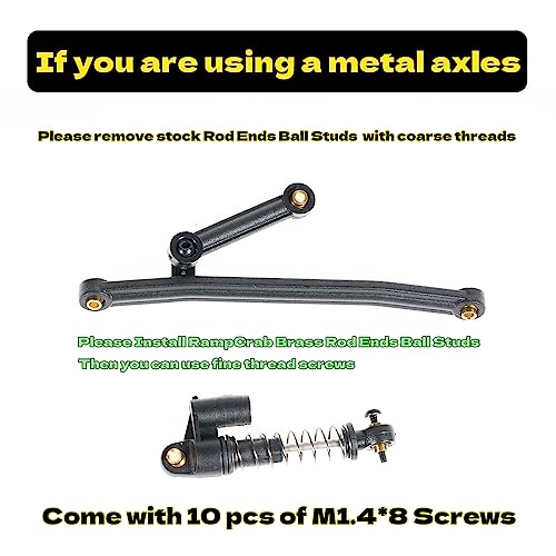 RampCrab RC Rod Ends Ball Studs Joints Set for SCX24 AX24, 60 Pcs Brass Ball, Upgrades Parts for 1/24 RC Crawler Car, Brass Upgrades Accessories Come with Screws