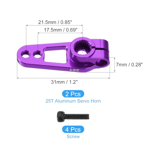 MECCANIXITY Aluminum Alloy 25T Steering Servo Single Sided Purple Arm Horn for DIY RC Car/Boat/Airplane Boat Accessories 2 Pcs - color: Purple