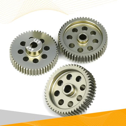 64P Pinion Gear 3.175mm Shaft 7075 Aluminum Alloy Motor Gears,0.6 Metric Pitch 51 52 53T with 1/8 Hole Pinion Gear Compatible with 1/10 Arrma HPI Kyosho Losi Axial Traxxas Tamiya RC Car - size: 51 52 53T
