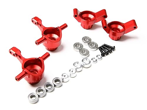 TT-02 CNC Aluminum Front Rear Hub Carrier Set for 1/10 RC Car Tamiya TT02 Upgrade Part (Front+Rear Hub Carrier Red) - color: Front+rear Hub Carrier Red