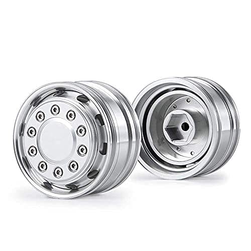 RC-Hub 2Pcs Aluminum Front Wheels Rim for 1/14 Tamiya Trailer Tractor Truck | Wheel Rim with Hex Hub,H*W 47*20mm,RC Upgrade Parts Replacement Accessories