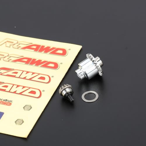 RCAWD Full-Metal Differential Assembly with Drive Gear for 1/18 1/24 Scx24 FMS Fcx18 Fcx24 Rc Crawler Car Upgrade Parts Silver - color: Silver