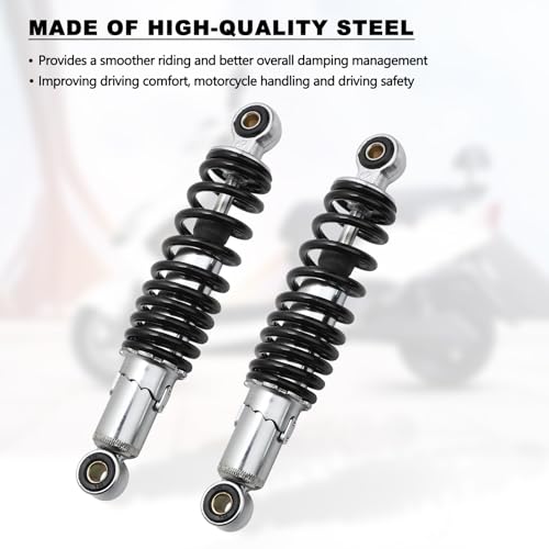 Minho Dual Rear Shock Absorbers with Adjustable Spring Preload in Heavy Iron Material Compatible with Chinese GY6 4-Stroke Engine Taotao ATV Go Kart,Black Color,250MM Length - size: 250mm