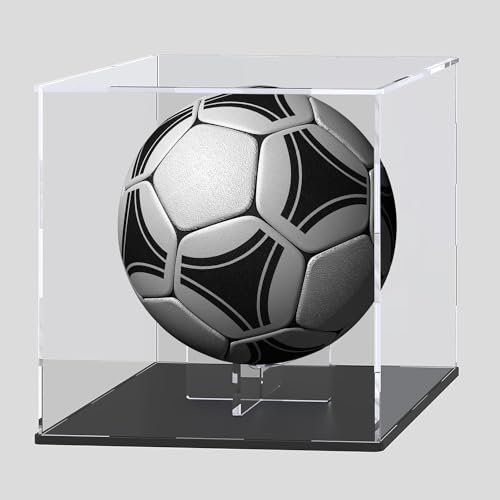 Acrylic Display Case with Ball Stand for Full Size Footballs, Versatile Clear Acrylic Display Box for Sport Souvenirs Showcase - size: 10"L x 10"W x 10"H