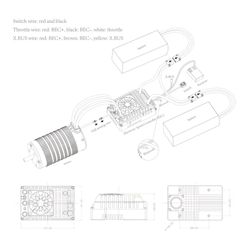XC E3Pro Sensored Electric Brushless Motor Controller for RC Car, 6-12S Lipo,400A Continuous Current,10-25A、6.0/7.4/8.4V BEC,Applicable to 1/5,Support Turbo Timing and APP Control - size: E3Pro