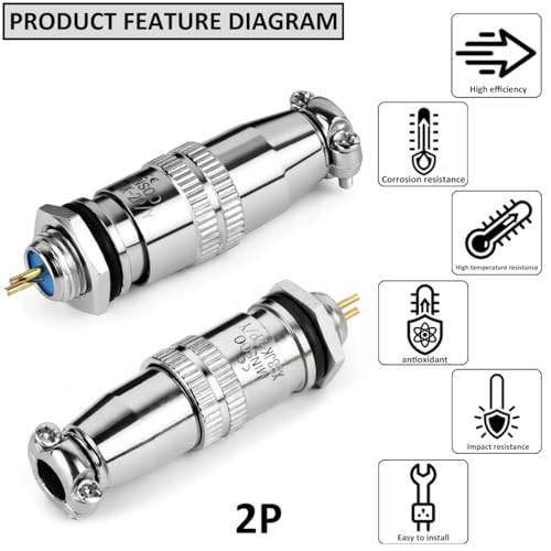 [Pack of 4] CLYXGS XS8 Push-Pull Aviation Connector, 2 Pin Self-Latching Circular Plug & Socket, Quick Release Ball Detent Locking, 8mm Mounting, 3A 250V Metal Industrial Wire Connector - style: XS8-2
