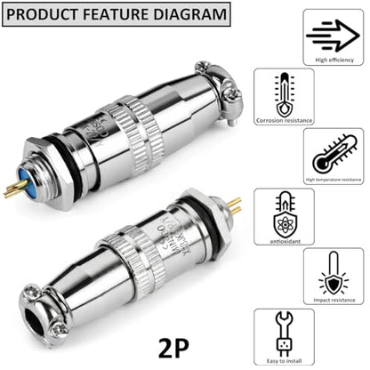[Pack of 4] CLYXGS XS8 Push-Pull Aviation Connector, 2 Pin Self-Latching Circular Plug & Socket, Quick Release Ball Detent Locking, 8mm Mounting, 3A 250V Metal Industrial Wire Connector - style: XS8-2